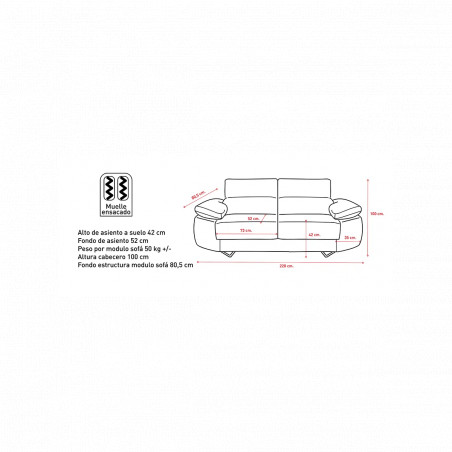 Epi Exprés sofá de 3 plazas color cemento