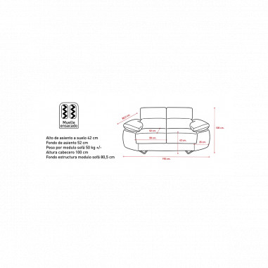 Epi Exprés sofá de 2 plazas color cemento