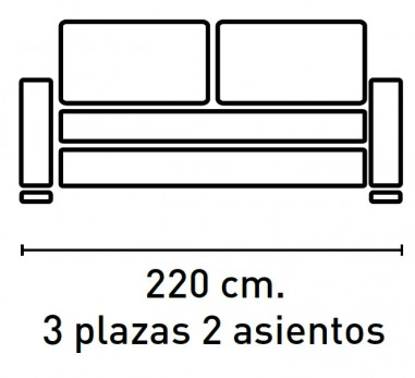 Sofá 3 plazas 220 cm. modelo Golf