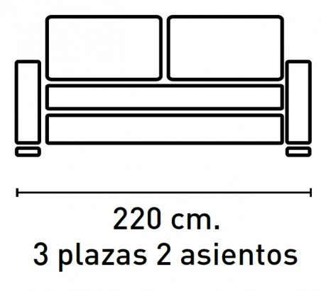 Sofá 3 plazas 220 cm. modelo Golf