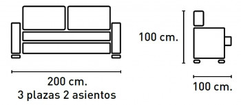 Sofá 3 plazas 3 asientos 278 cm. mod. Lancia convertible en cama 2