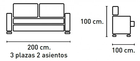 Sofá 3 plazas 3 asientos 278 cm. mod. Lancia convertible en cama