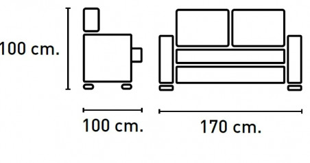 Sofá 2 plazas 170 cm. mod. Lancia camel, plata o marengo extraible de carro