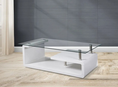 MESA CENTRO TAPA CRISTAL EVA BLANCO en relax Muebles