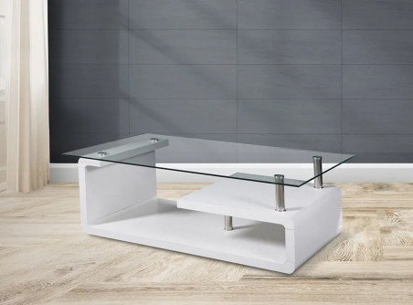 MESA CENTRO TAPA CRISTAL EVA BLANCO en relax Muebles