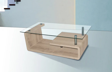 MESA CENTRO TAPA CRISTAL EVA BLANCO en relax Muebles