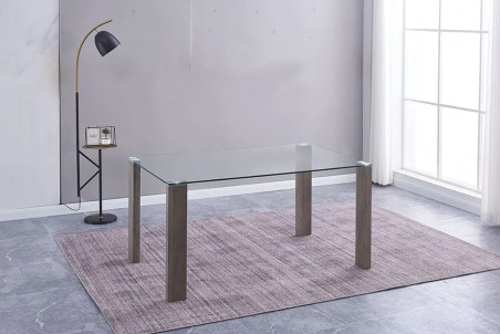 MESA FIJA TAPA CRISTAL TRANSPARENTE ALICE HANA | Oferta online RelaxMuebles.com