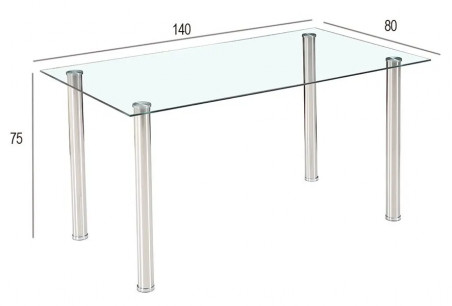 Mesa fija 140x80 Emi transparente, gris o negro