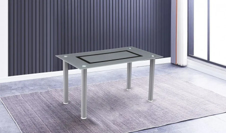 Mesa fija 140x80 Emi transparente, gris o negro