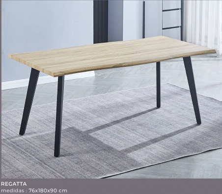 MESA COMEDOR FIJA TAPA MADERA PATAS  NEGRAS REGATTA CAMBRIA EN rELAXmUEBLES.COM