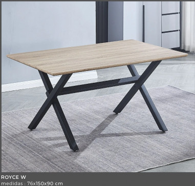 MESA COMEDOR FIJA TAPA MDF CAMBRIA ROYCE W NEGRO EN RELAX MUEBLES