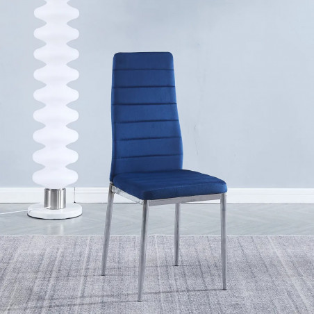 JUEGO DE 6 SILLAS TAP. EMI NEGRO BLANCO AVATAR AZUL CROMADA EN RELAXMUEBLES