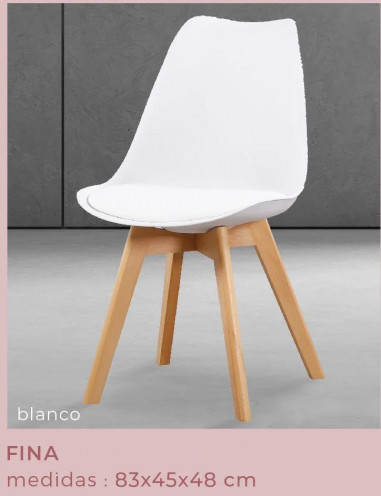 JUEGO DE 4 SILLAS TAP. PU PATA MADERA FINA BLANCO O GRIS EN rELAXmUEBLES.COM