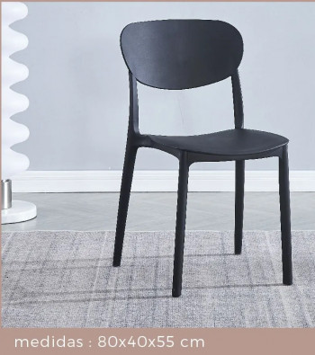 JUEGO DE 5 SILLAS APILABLES VIDEL NEGRO en Relax Muebles 2