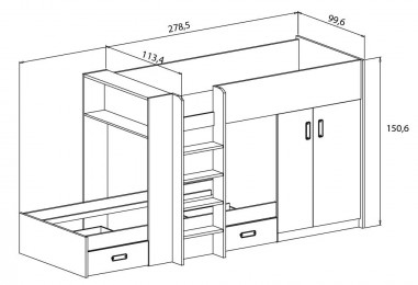 CAMA TREN DONALD ACABADO ANDERSEN PINO-GRAFITO con entrega rápida en RelaxMuebles.com