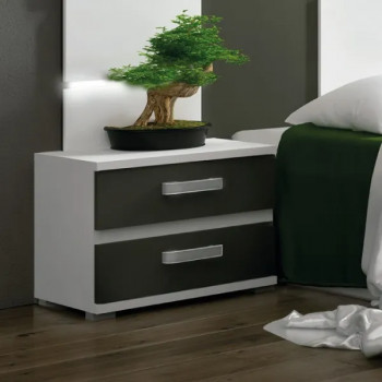 MESITA DE NOCHE 2C CABRA BLANCO-GRAFITO EN rELAX mUEBLES