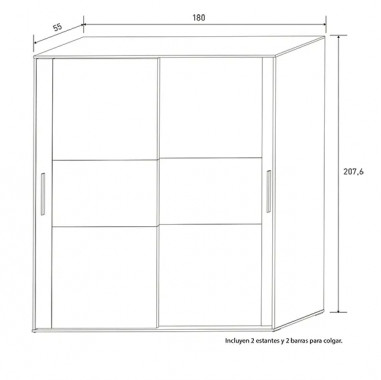ARMARIO 2P CORREDERA BAENA CAMBRIA-BLANCO EN RELAXMUEBLES.COM