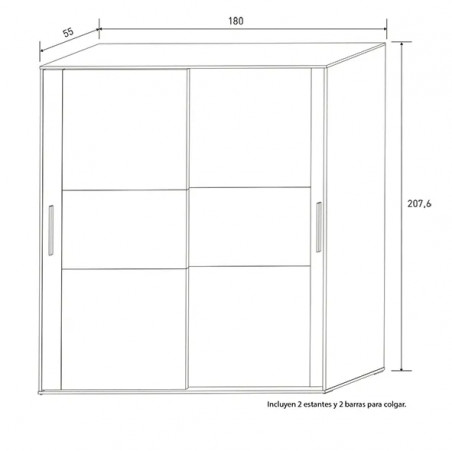ARMARIO 2P CORREDERA BAENA CAMBRIA-BLANCO EN RELAXMUEBLES.COM