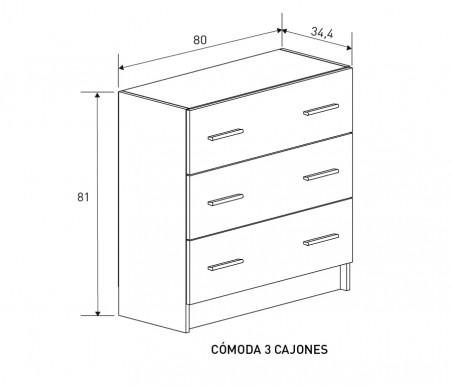 COMODA 3C MOD.AURA MV BEIGE O ROBLE MAUVELLA O BLANCO con entrega urgente en relaxMuebles.com