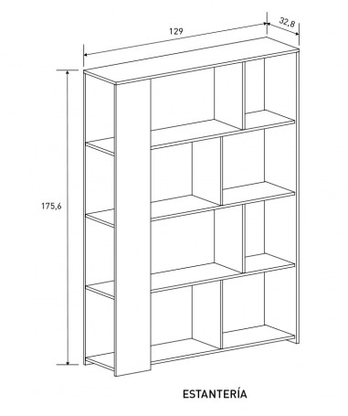 ESTANTERIA 129 CM. MOD. AURA BEIGE O ROBLE MAUVELLA EN RELAX MUEBLES