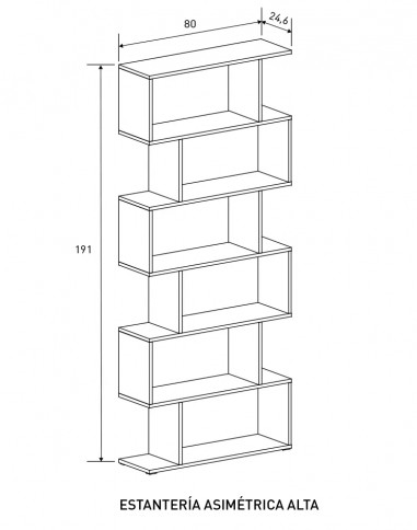 ESTANTERIA ASIMETRIC ALTA 80 CM. MODELO AURA EN RELAX MUEBLES