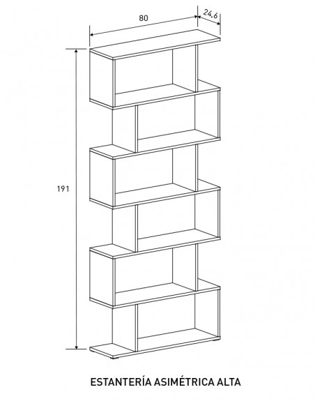 ESTANTERIA ASIMETRIC ALTA 80 CM. MODELO AURA EN RELAX MUEBLES