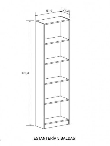 ESTANTERIA 5H MOD. AURA BEIGE O ROBLE MAUVELLA O BLANCO