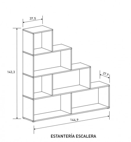 ESTANTERIA ESCALERA MOD. AURA BEIGE O ROBLE MAUVELLA EN RELAXMUEBLES.COM