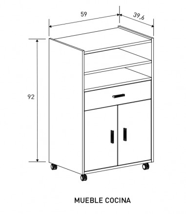 MUEBLE COCINA 2P1C2H RUEDAS MOD. AURA SERVICIO RÁPIDO RELAX MUEBLES