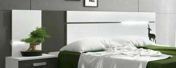 CABECERO CON LEDS 260 CM. CABRA BLANCO-GRAFITO EN RELAXMUEBLES.COM