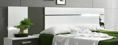 CABECERO CON LEDS 260 CM. CABRA BLANCO-GRAFITO EN RELAXMUEBLES.COM