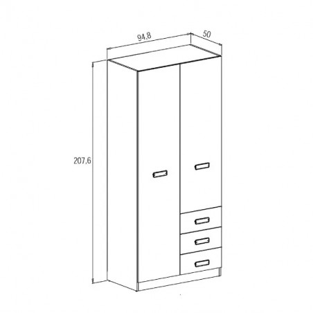 ARMARIO 2P-3C DONALD  ACABADO PUCCINI-ANDERSEN - PUCCINI-GRAfito