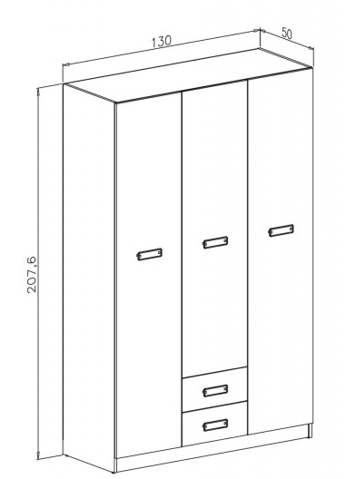 ARMARIO 3P. 2C DONALD ACABADO PUCCINI-ANDERSEN - PUCCINI-GRAfito