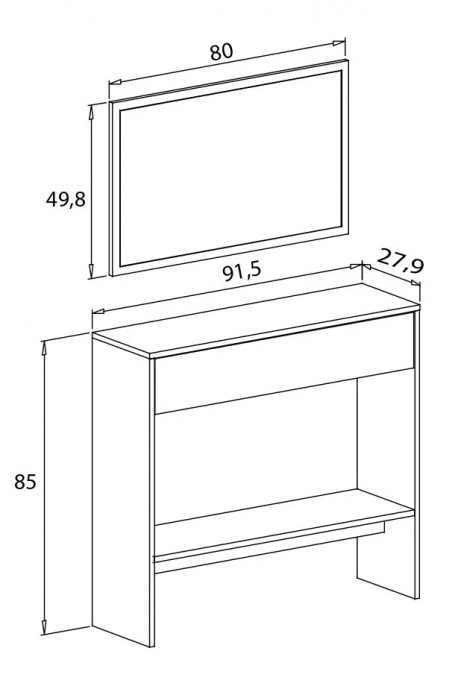 Recibidor Donal 1 cajón con espejo en RelaxMuebles