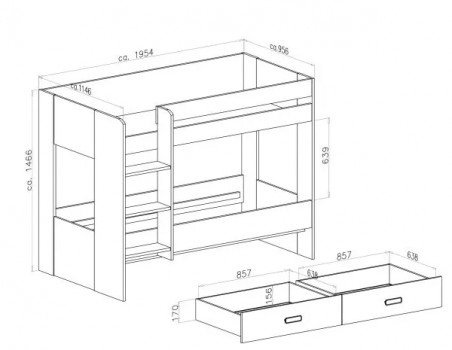 Litera Donald con cajonera Puccini-Andersen AL MEJOR PRECIO EN rELAXmUEBLES.COM