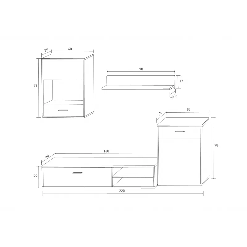 Salón Helena 220 cm. cambria-blanco