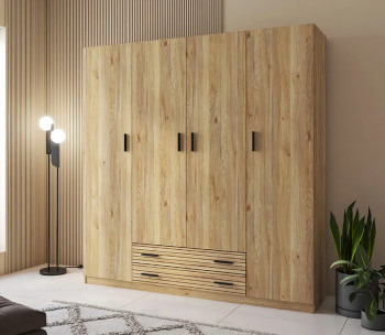 Armario Rapid 4P2C Roble Mauvella-Rayas en RelaxMuebles con entrega rápida