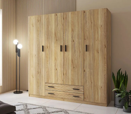 Armario Rapid 4P2C Roble Mauvella-Rayas en RelaxMuebles con entrega rápida