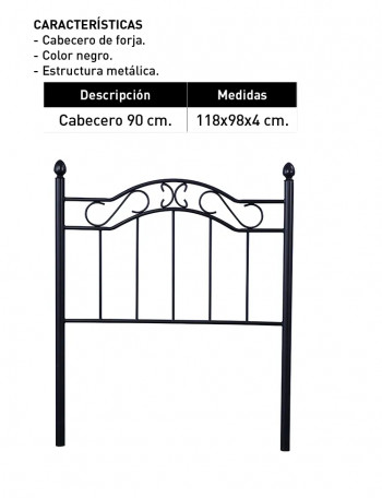 Cabecero 90 Deirdre forja negro en Relaxmuebles.com 2