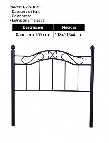 Cabecero 105 Deirdre forja negro en Relaxmuebles 2