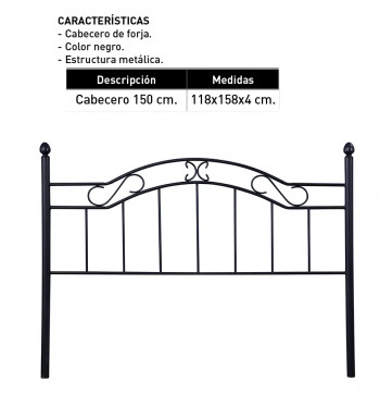 Cabecero 150 Deirdre forja negro en Relaxmuebles 2