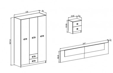 Dormitorio con mesitas y armario 3P2C Donald en Relax Muebles