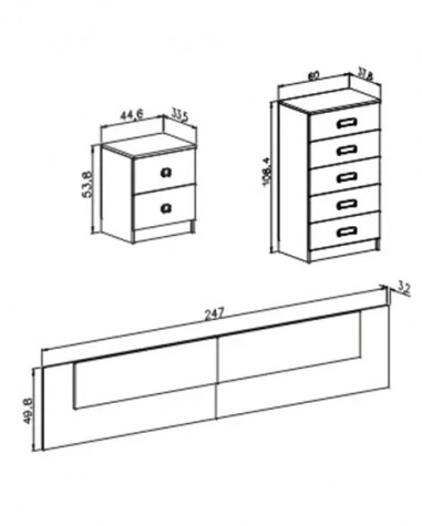 Dormitorio con mesitas y armario 3P2C Donald en Relax Muebles