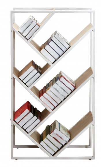 Estantería Nagini metálica blanco con baldas madera en Relax Muebles