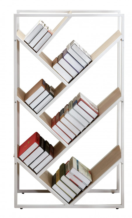 Estantería Nagini metálica blanco con baldas madera en Relax Muebles