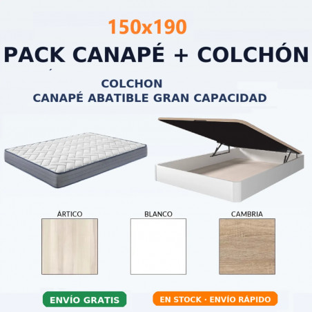 Pack Oferta 150x190 canapé con colchón al mejor precio con envio rápido en RelaxMuebles.com