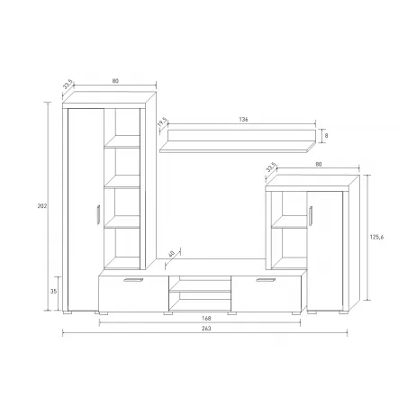 COMPOSICION UNICA 263CM. NOBEL CAMBRIA-BLANCO