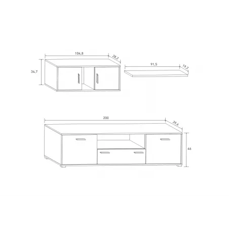 COMPOSICION UNICA 200 CM. DIMAS CAMBRIA-BLANCO