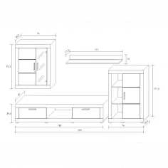 COMPOSICION UNICA LEDS 259CM. FIORDO CAMBRIA-GRAFITO 2