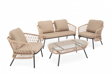 SET  ODESA SOFA+SILLONES+MESA CENTRO NEGRO